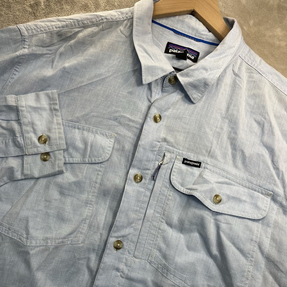 Patagonia Shirt L Men's Cayo Largo Hiking/Fishing Sleeve‎